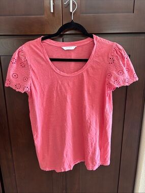 Women's  Eyelet Sleeve Scoop Neck Top